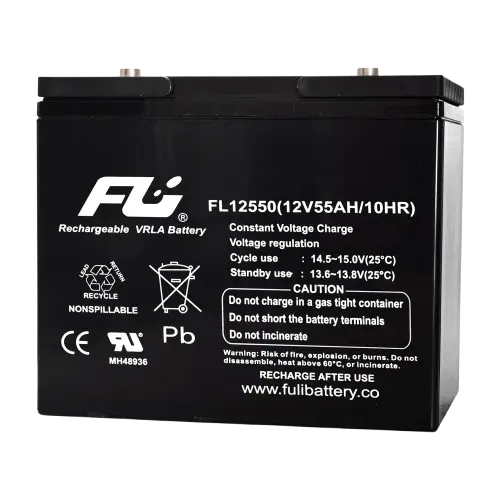 Home Batería recargable VRLA Fuli 12V 55Ah para sistemas UPS y respaldo de energía.